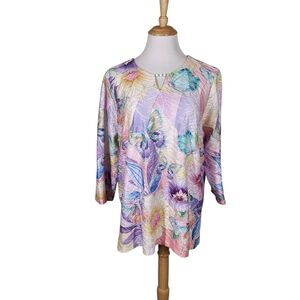 Alfred Dunner Pastel Floral Women's Blouse, Sz 1X